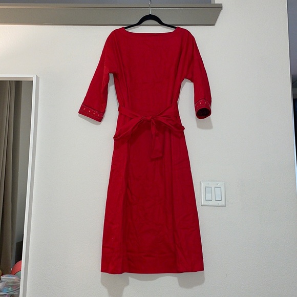 Daphne Wilde Dresses & Skirts - Daphne Wild Red Boatneck 3/4 Sleeve Fleece Lined Housedress SZ 1 (US 4-8) EUC